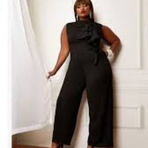 NWT Ashley Stewart double ruffle black jumper size 22/24